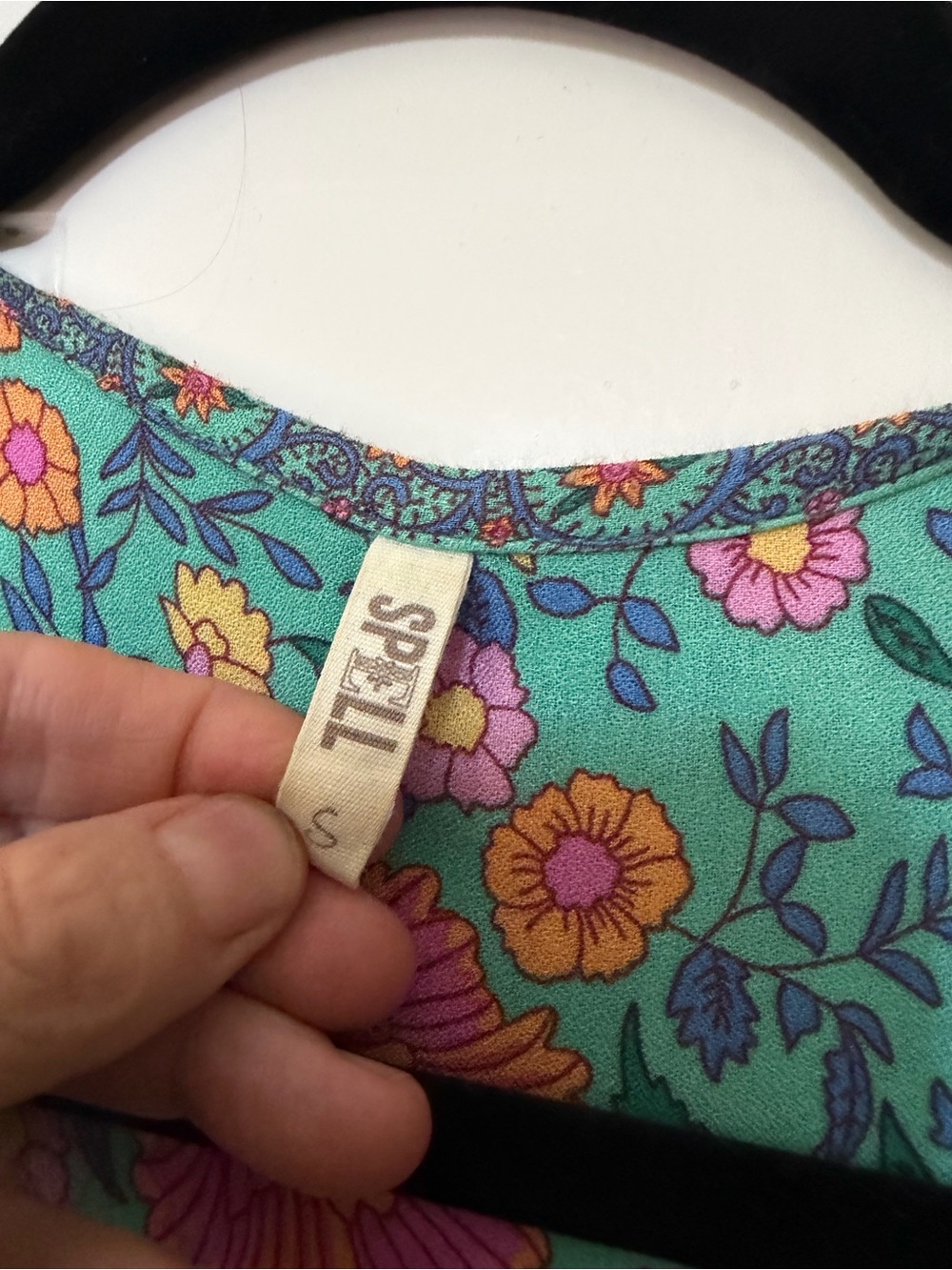 Spell Folktown Maxi Dress in Teal and Coral - Picture 3 of 5